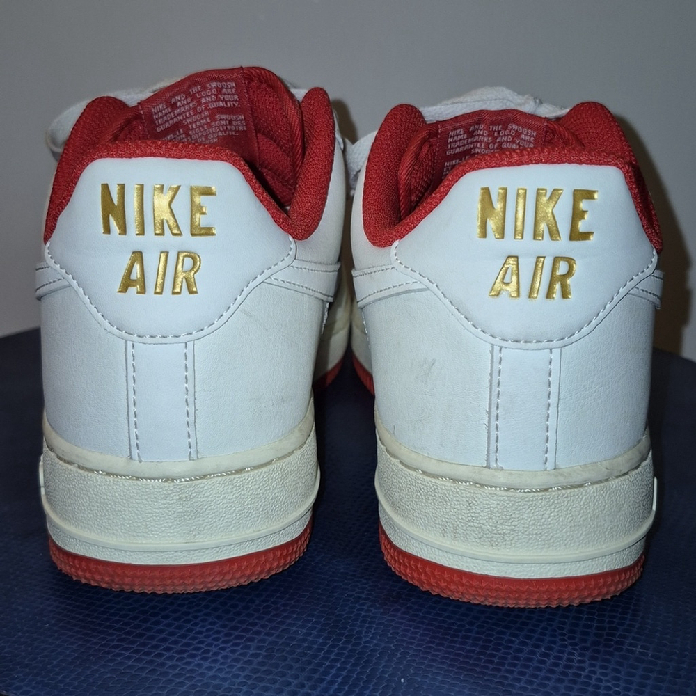 Nike Air Force '07 1 Sail/University Red AF1 Men's Basket Ball sz. 8.5 (#1715) - Picture 6 of 16